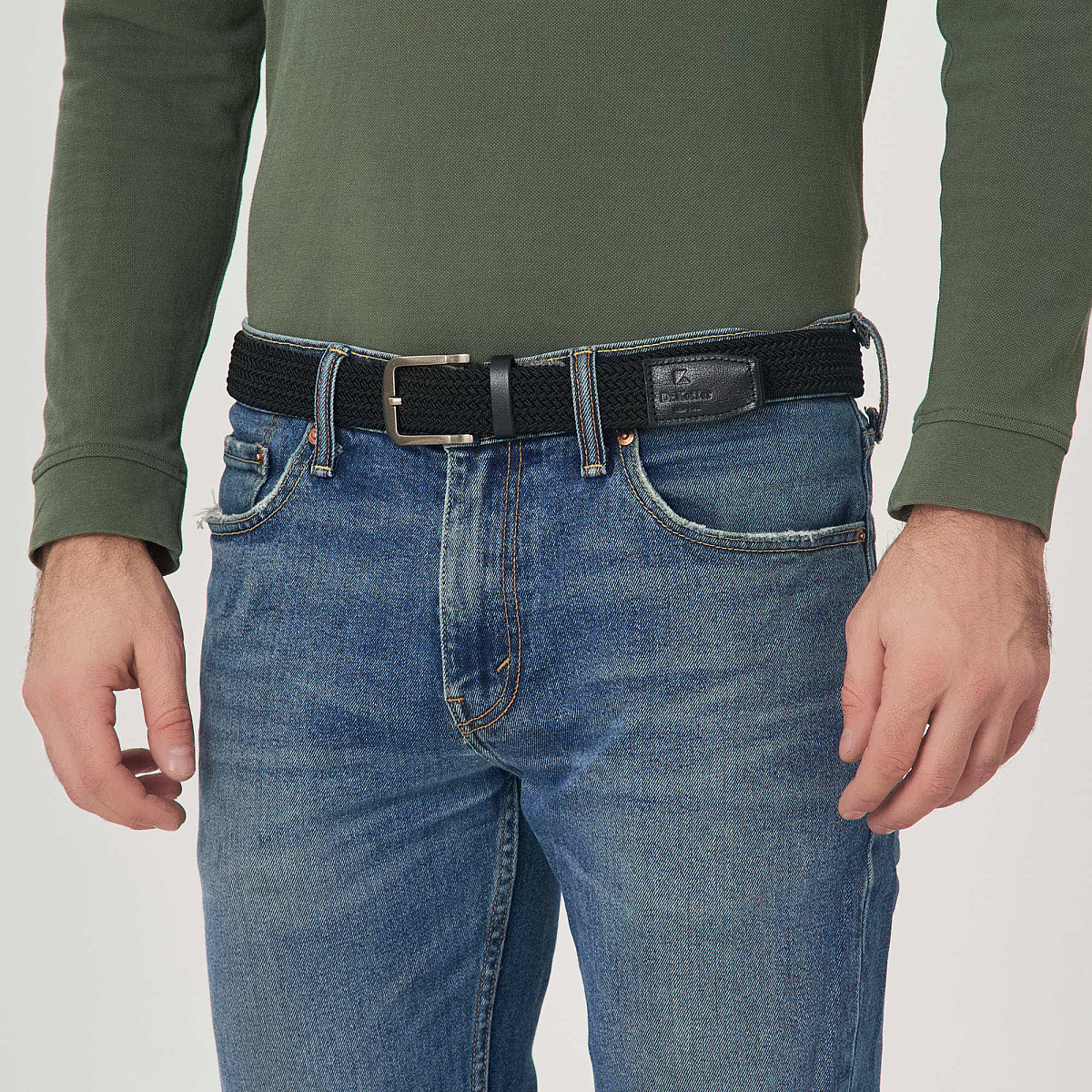 Ремень Dr.Koffer из натуральной кожи и текстиля черный