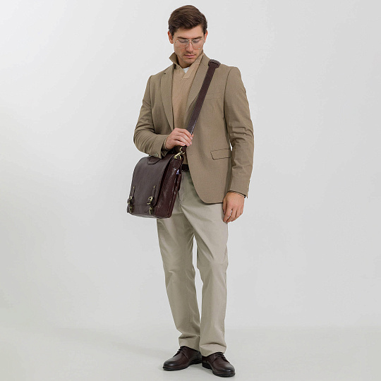 Портфель Dr.Koffer из натуральной кожи темно-коричневый