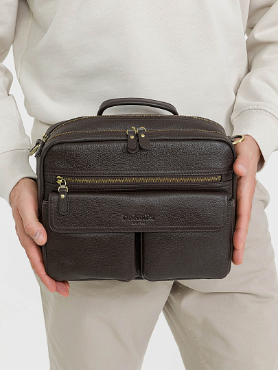 Деловая сумка Dr.Koffer из натуральной кожи темно-коричневая
