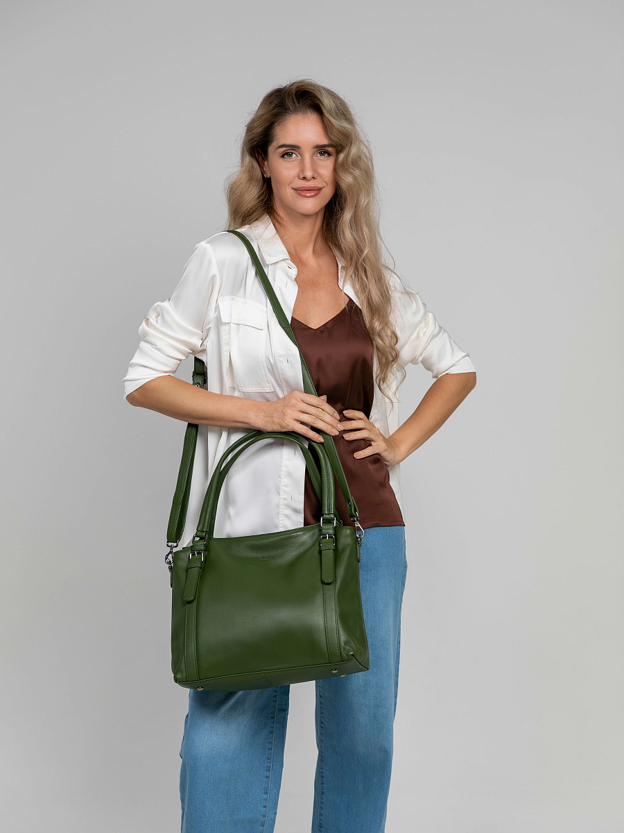 Женская сумка Dr.Koffer из натуральной кожи зеленая