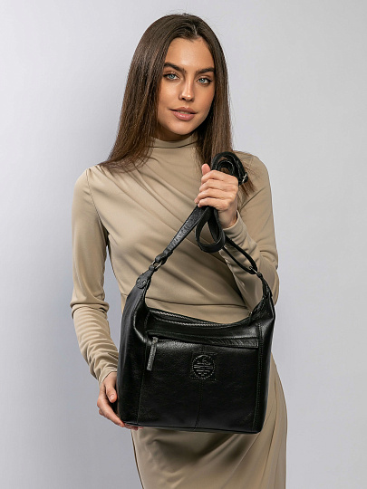 Сумка через плечо Dr.Koffer из натуральной кожи черная