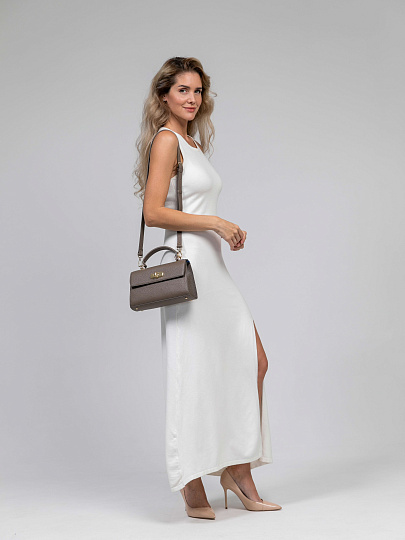 Женская сумка Dr.Koffer из натуральной кожи бежевая