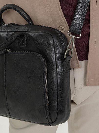 Деловая сумка Dr.Koffer из натуральной кожи черная