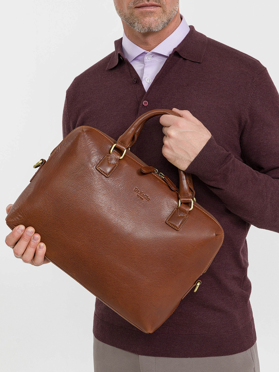 Деловая сумка Dr.Koffer из натуральной кожи коричневая