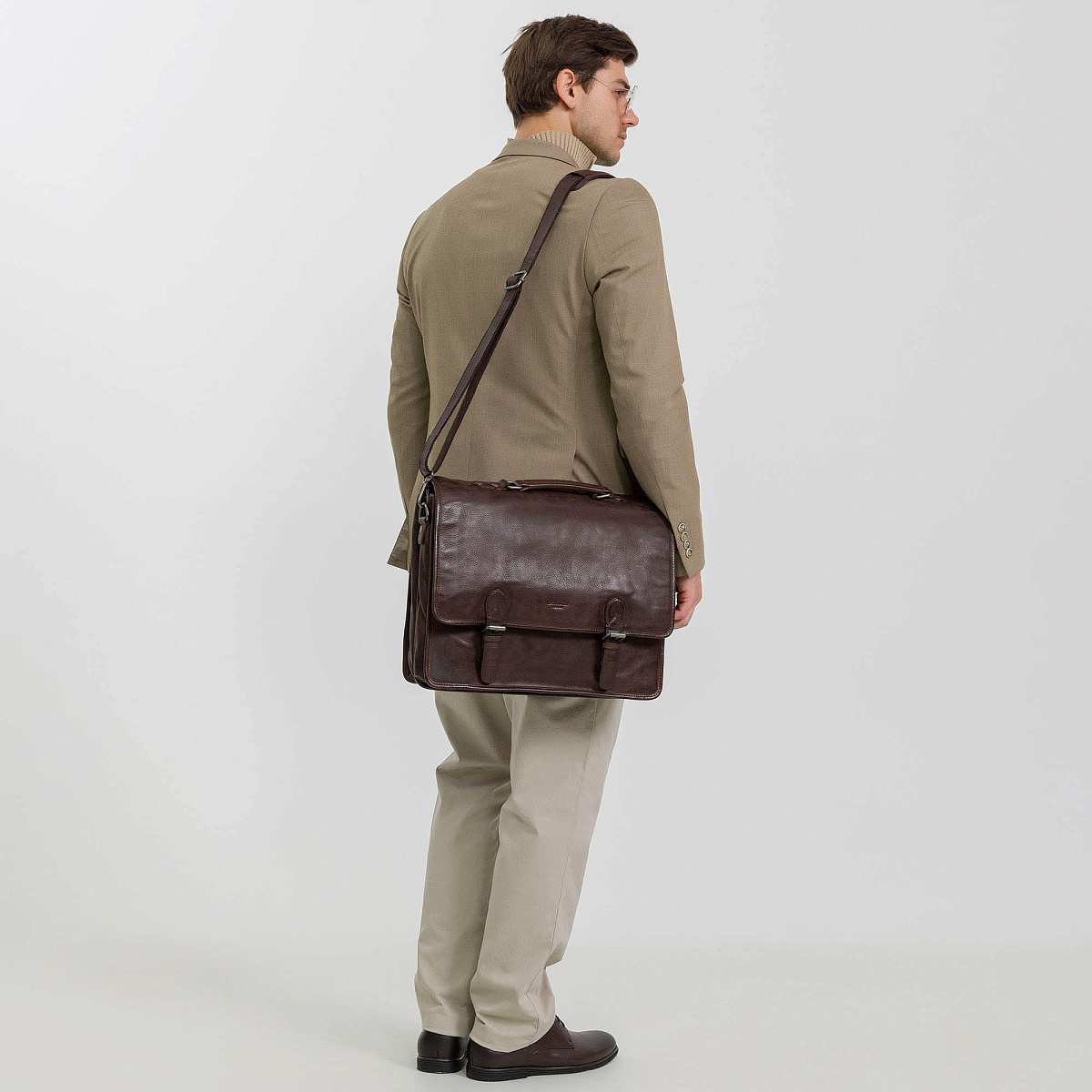 Портфель Dr.Koffer из натуральной кожи темно-коричневый