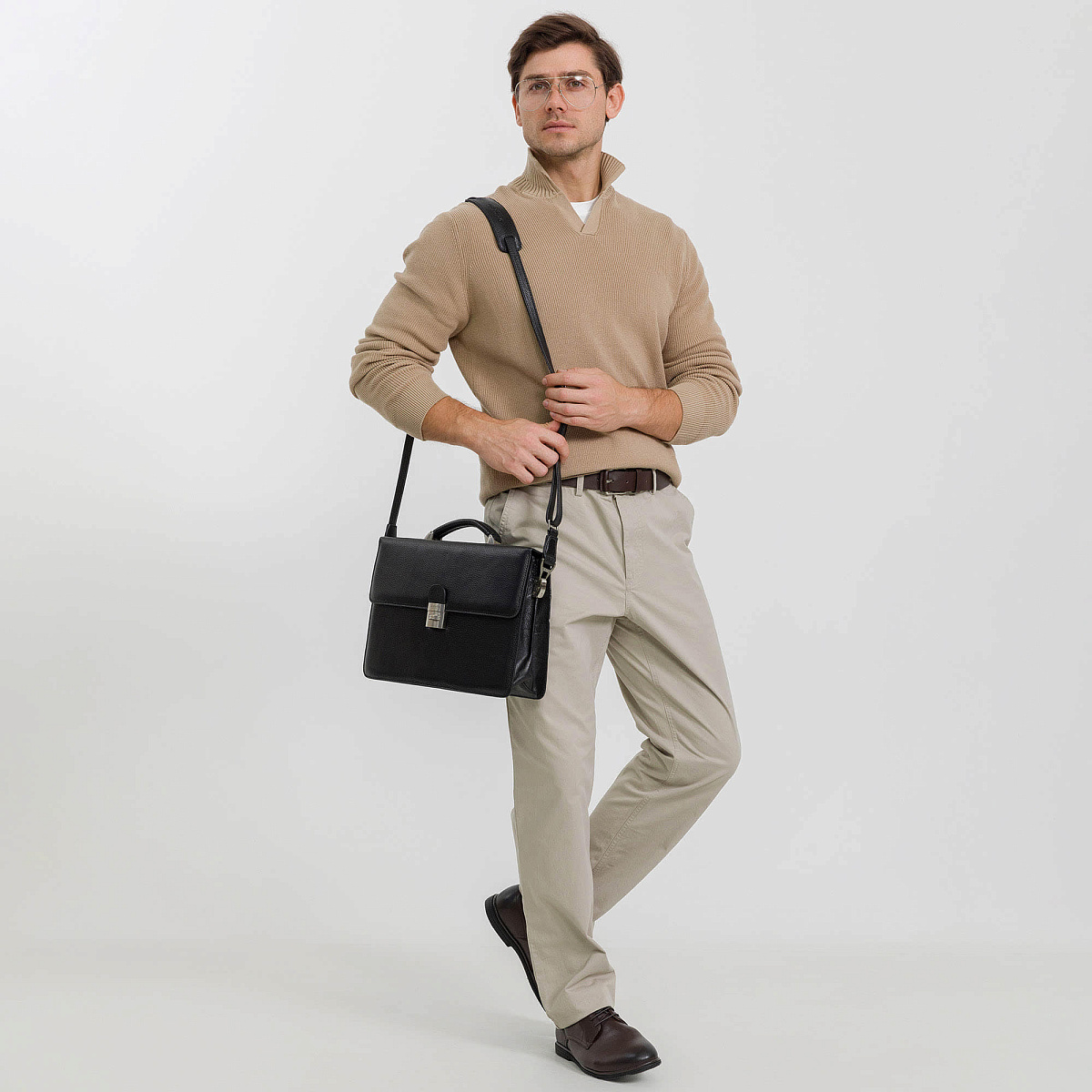 Портфель Dr.Koffer из натуральной кожи черный