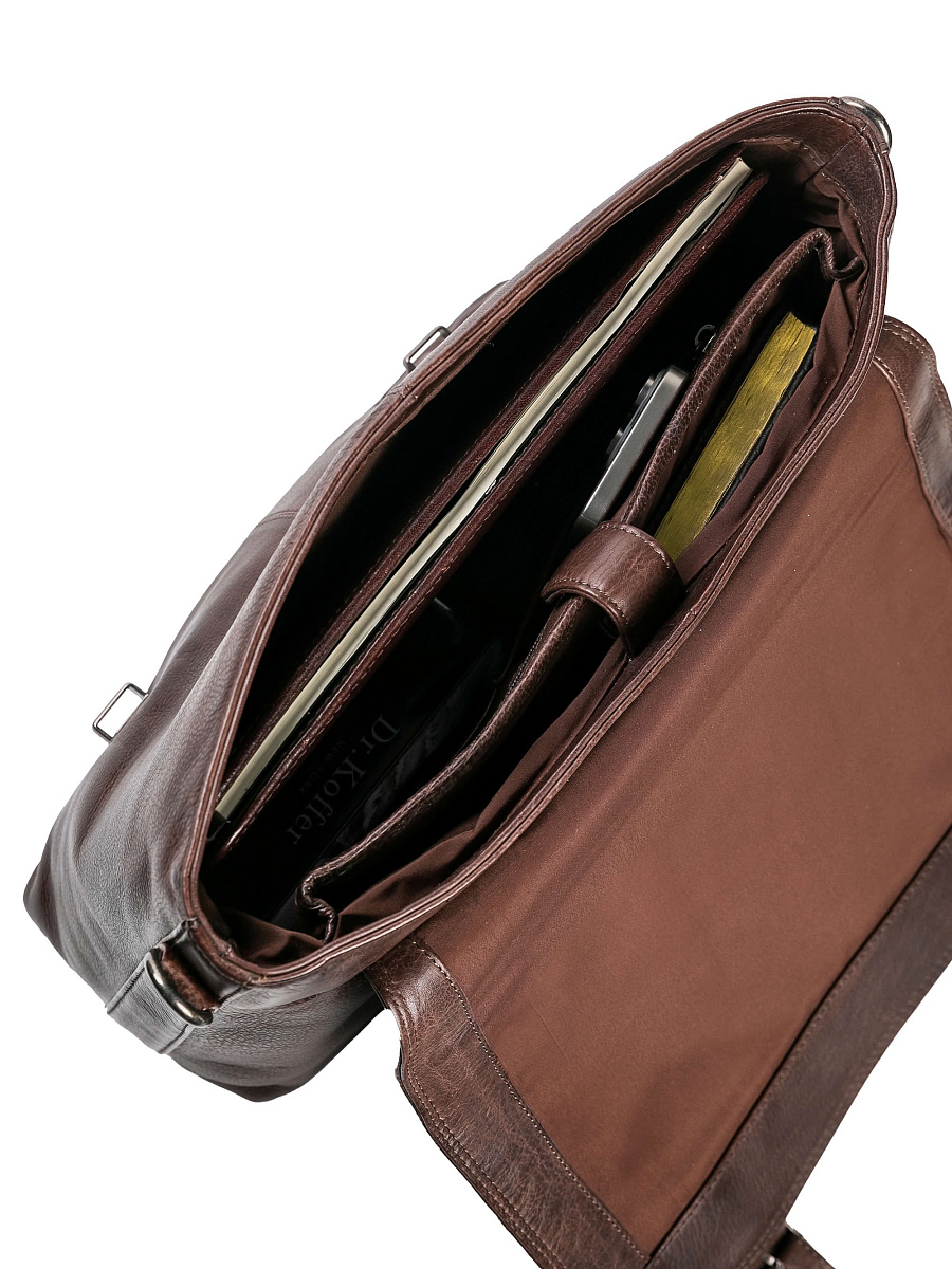 Портфель Dr.Koffer из натуральной кожи темно-коричневый