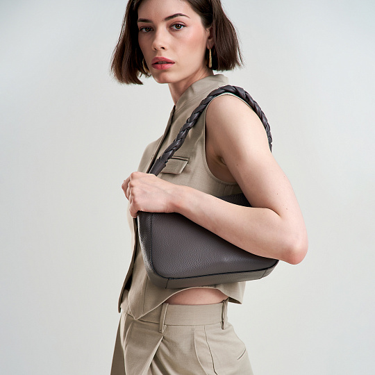 Женская сумка Dr. Koffer из натуральной кожи серая