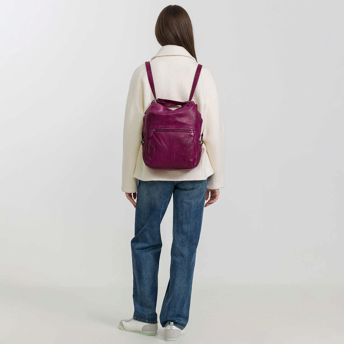 Сумка через плечо Dr.Koffer из натуральной кожи фиолетовая