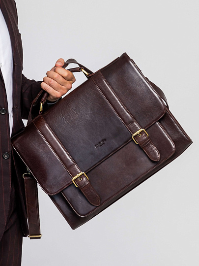 Портфель Dr.Koffer из натуральной кожи темно-коричневый