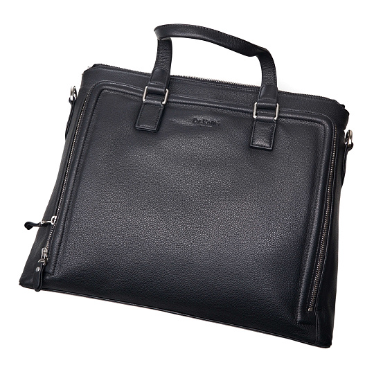Деловая сумка Dr.Koffer из натуральной кожи черная