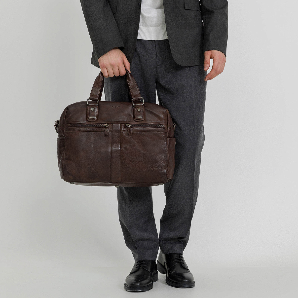 Деловая сумка Dr.Koffer из натуральной кожи темно-коричневая