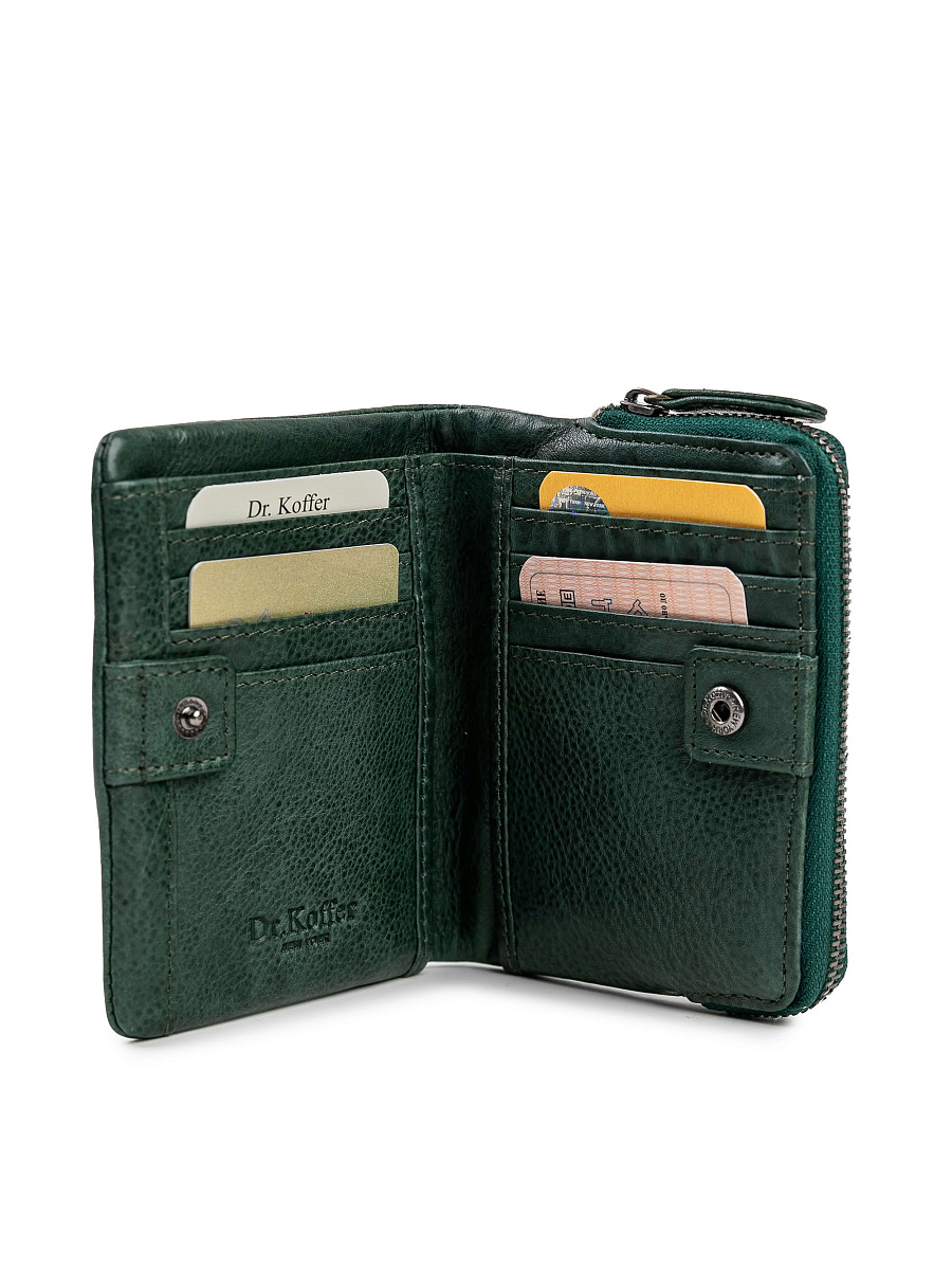 Портмоне Dr.Koffer из натуральной кожи зеленое