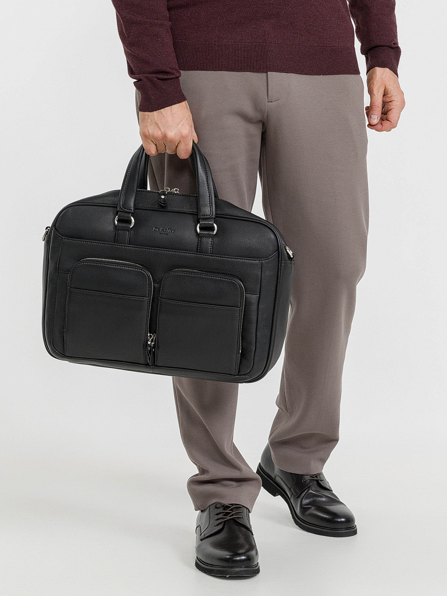 Деловая сумка Dr.Koffer из натуральной кожи черная
