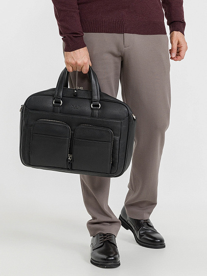 Деловая сумка Dr.Koffer из натуральной кожи черная