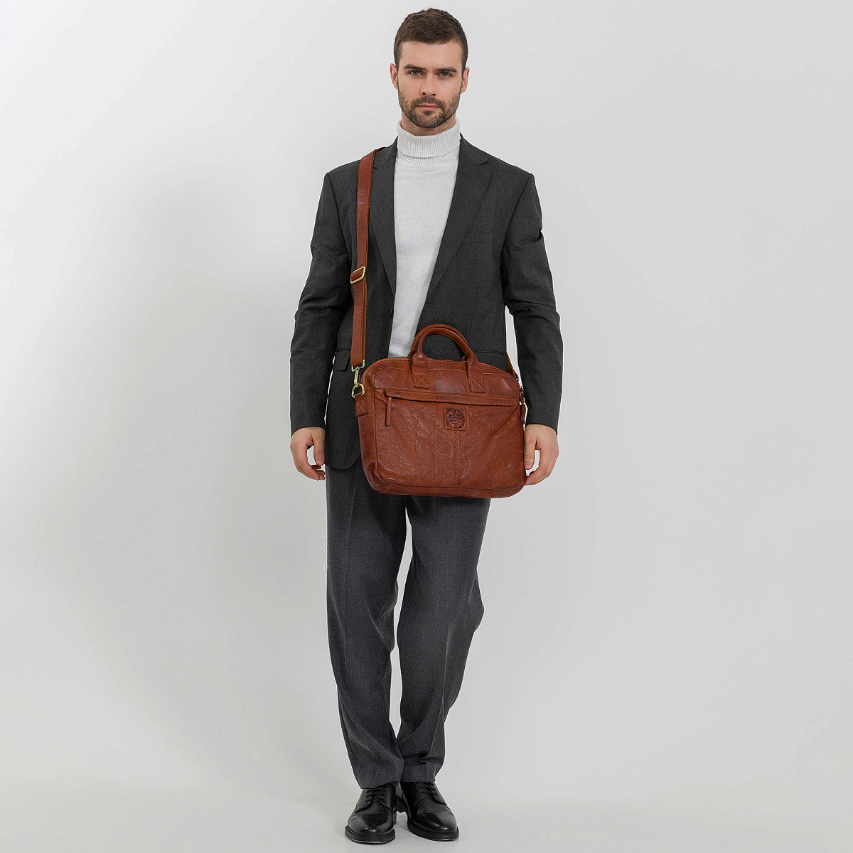 Деловая сумка Dr.Koffer из натуральной кожи коричневая