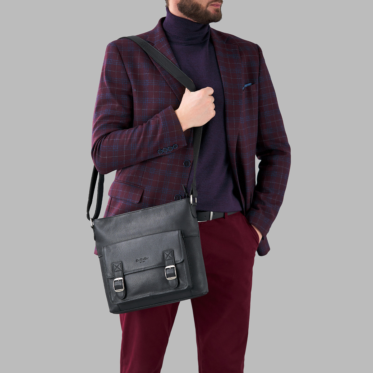 Сумка через плечо Dr.Koffer из натуральной кожи черная