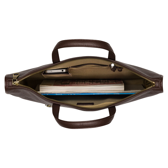 Деловая сумка Dr.Koffer из натуральной кожи темно-коричневая