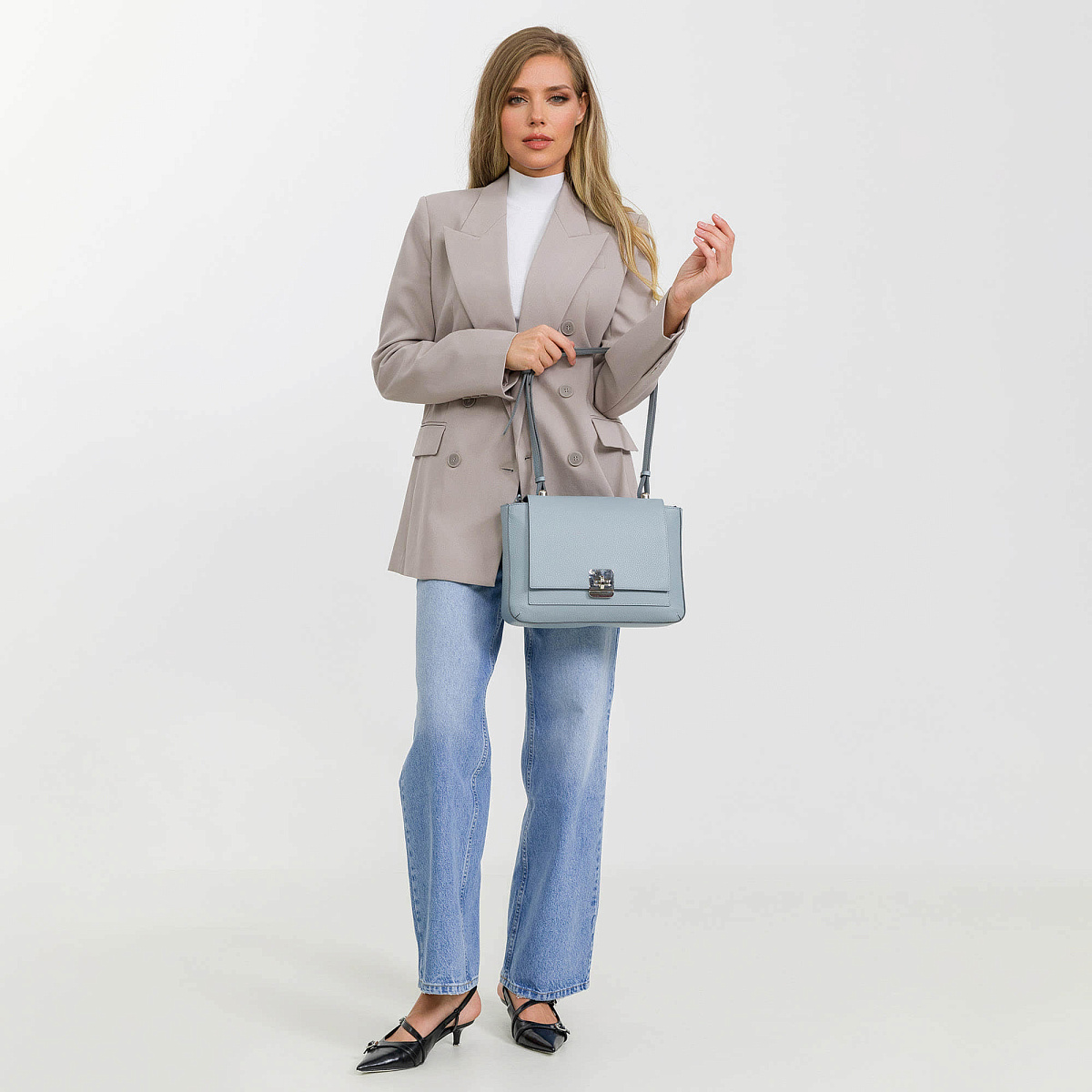 Женская сумка Dr. Koffer из натуральной кожи голубая