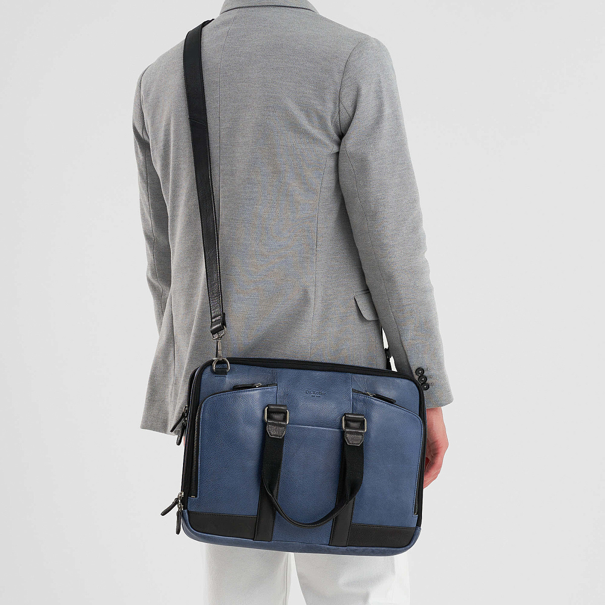 Деловая сумка Dr.Koffer из натуральной кожи синяя