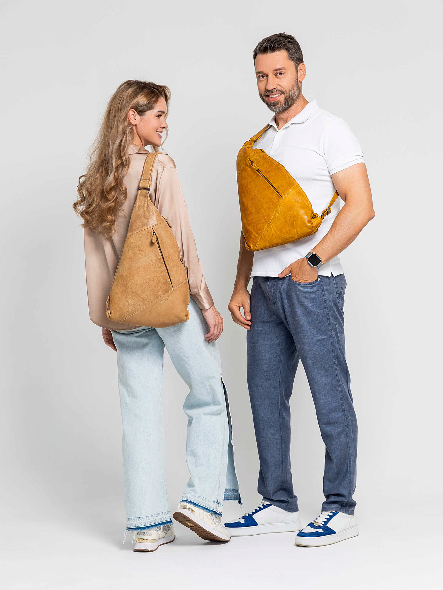 Рюкзак Dr.Koffer из натуральной кожи бежевый