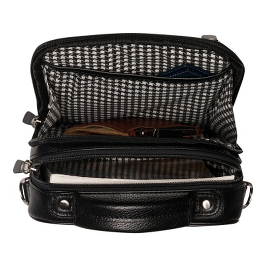 Черная мужская кожаная сумка для документов со съемным плечевым ремнем Dr.Koffer B402251-220-04