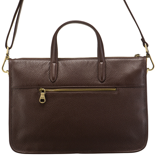 Деловая сумка Dr.Koffer из натуральной кожи темно-коричневая