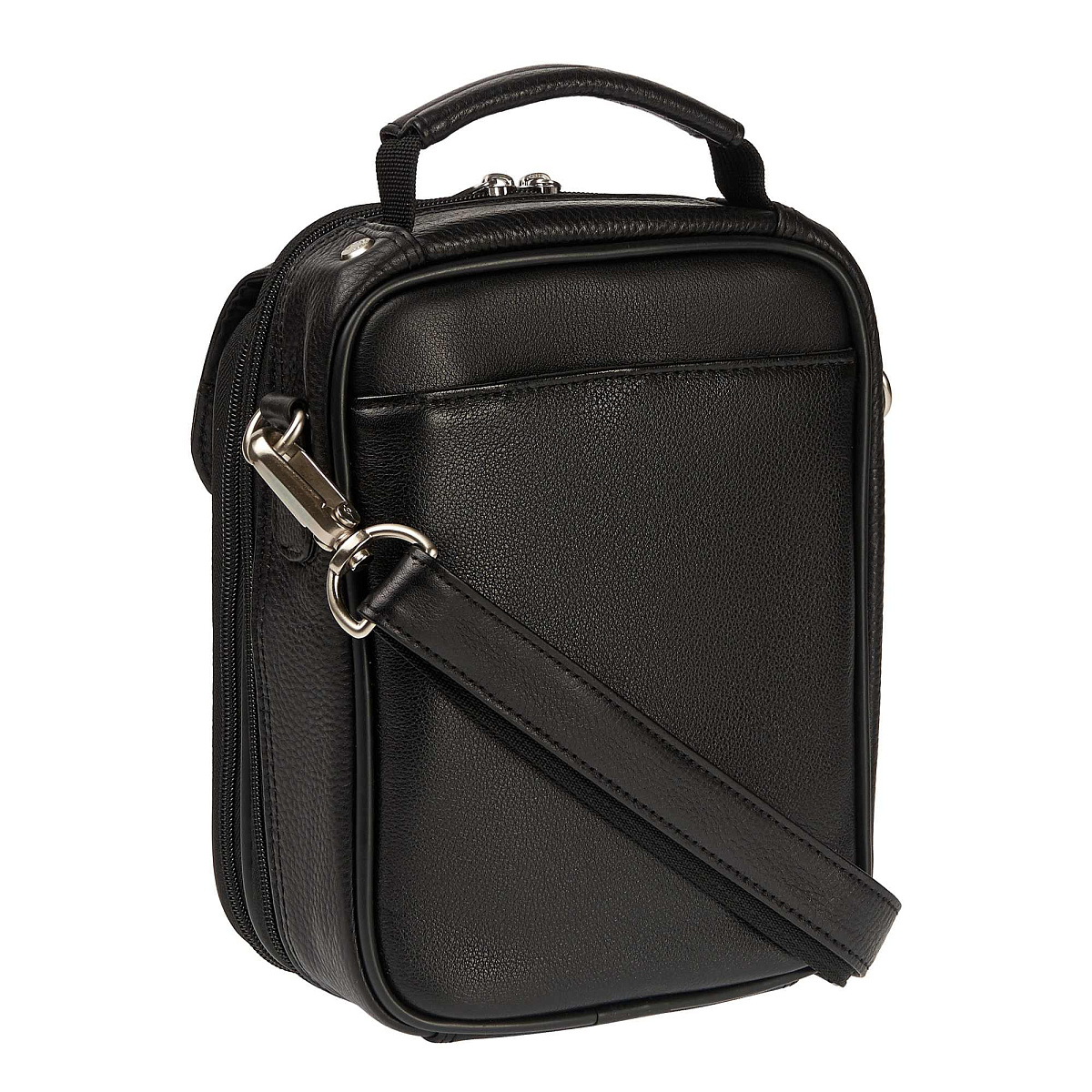 Черная кожаная сумка для документов с теснением Dr.Koffer B216170-02-04