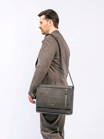 Сумка через плечо Dr. Koffer из натуральной кожи серая