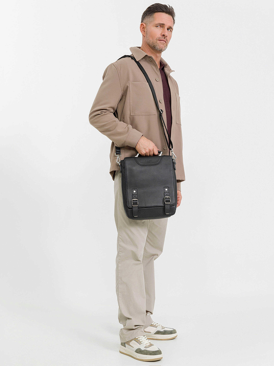 Деловая сумка Dr.Koffer из натуральной кожи черная