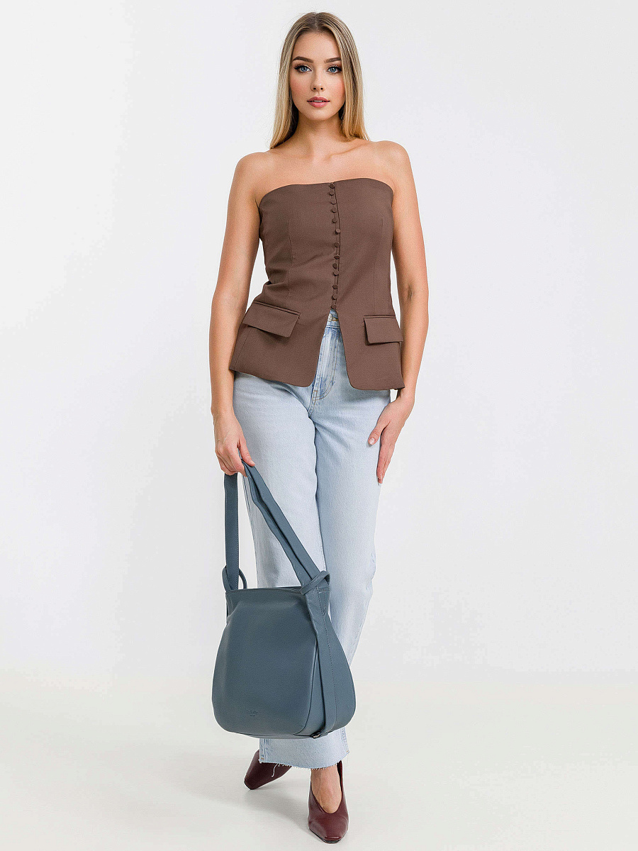 Женская сумка Dr.Koffer из натуральной кожи голубая