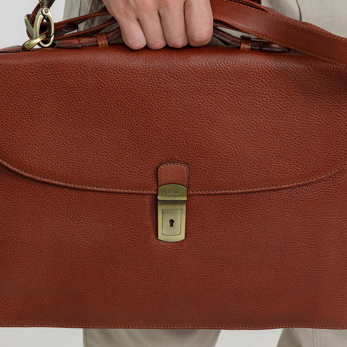Портфель Dr.Koffer из натуральной кожи светло-коричневый