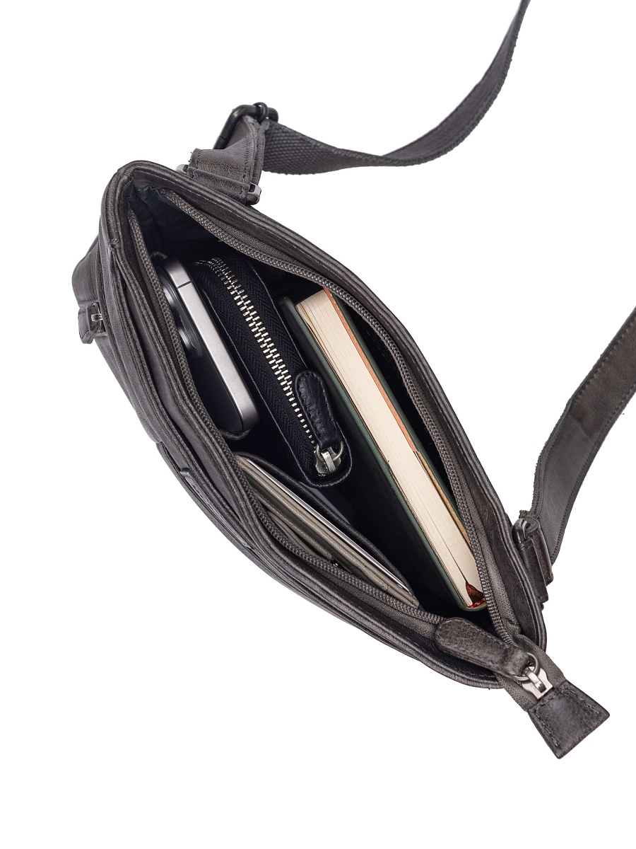 Сумка через плечо Dr. Koffer из натуральной кожи серая