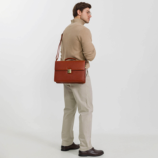 Портфель Dr.Koffer из натуральной кожи светло-коричневый