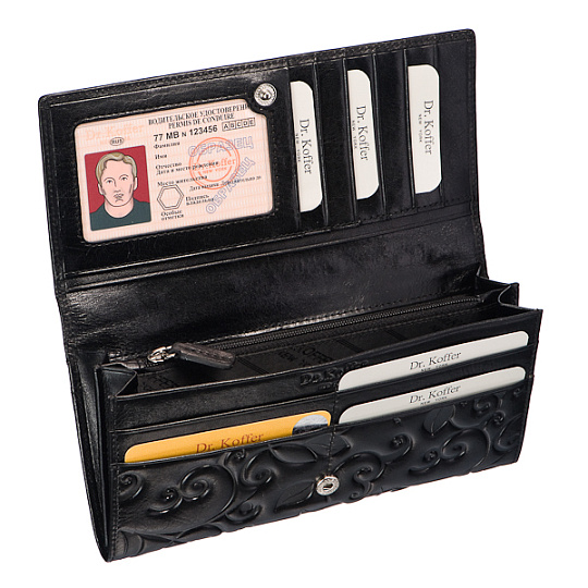 Портмоне Dr.Koffer из натуральной кожи черное