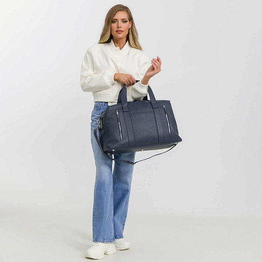 Сумка дорожная Dr.Koffer  из натуральной кожи синяя