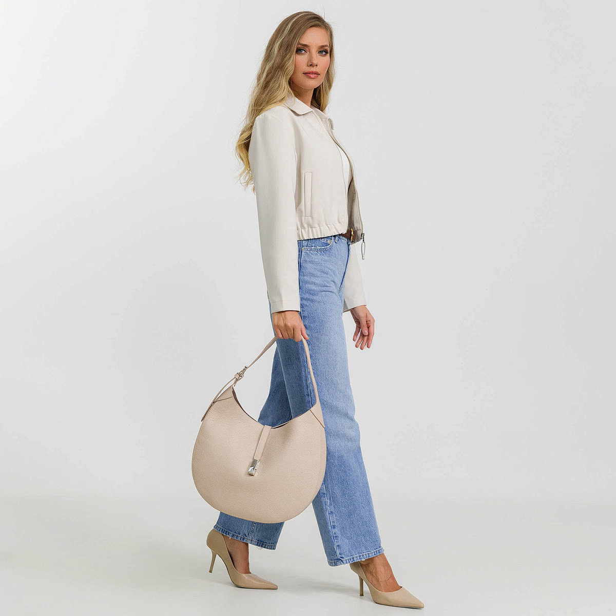 Женская сумка Dr. Koffer из натуральной кожи бежевая