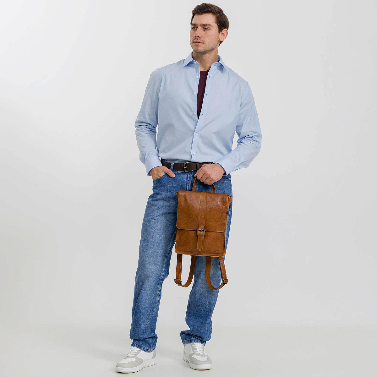 Рюкзак Dr.Koffer из натуральной кожи светло-коричневый