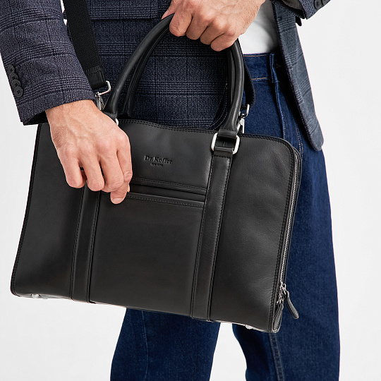 Деловая сумка Dr.Koffer из натуральной кожи черная