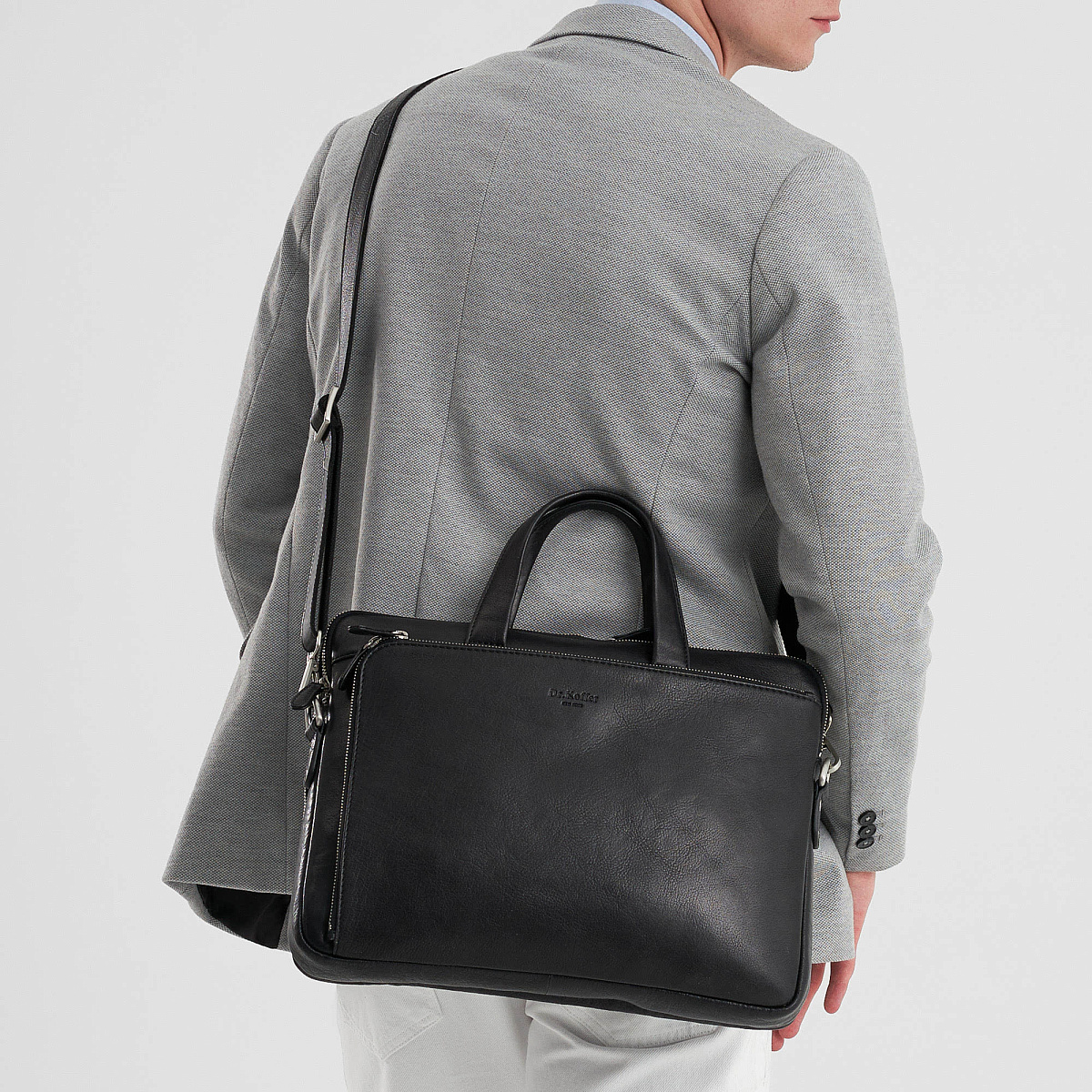 Деловая сумка Dr.Koffer из натуральной кожи черная