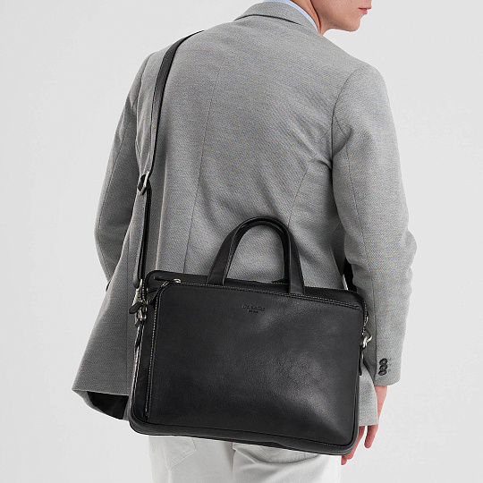 Деловая сумка Dr.Koffer из натуральной кожи черная