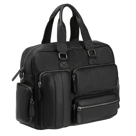 Деловая сумка Dr.Koffer из натуральной кожи черная