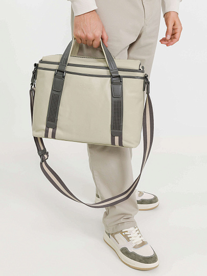 Деловая сумка Dr.Koffer из натуральной кожи бежевая