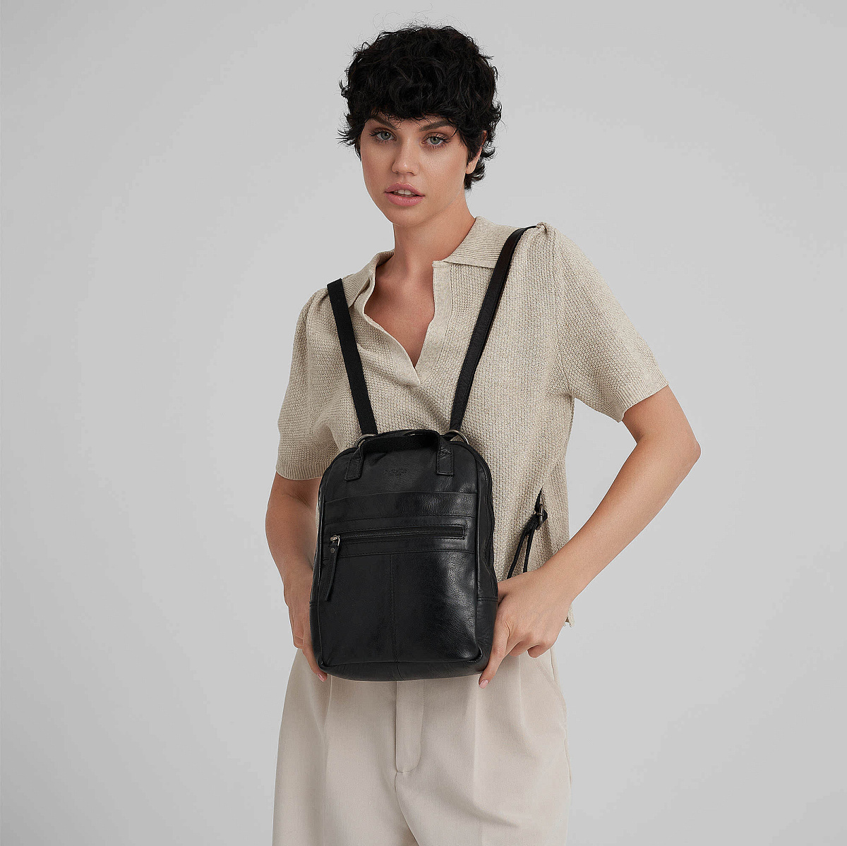 Рюкзак Dr.Koffer из натуральной кожи черный