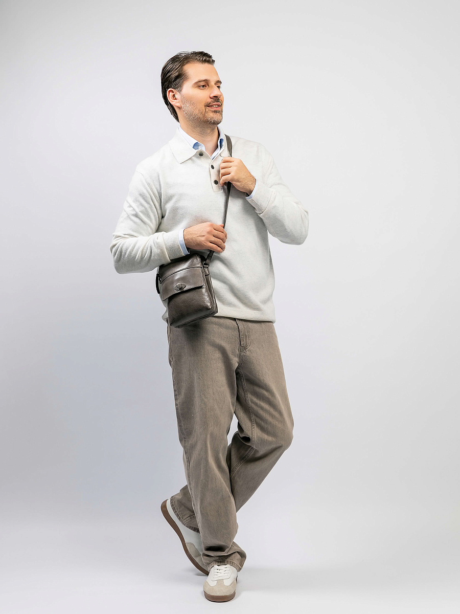 Сумка через плечо Dr.Koffer из натуральной кожи серая