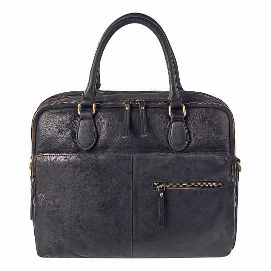 Деловая сумка Dr.Koffer из натуральной кожи черная