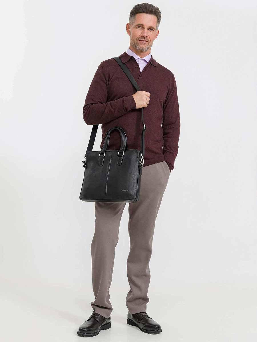 Деловая сумка Dr.Koffer из натуральной кожи черная