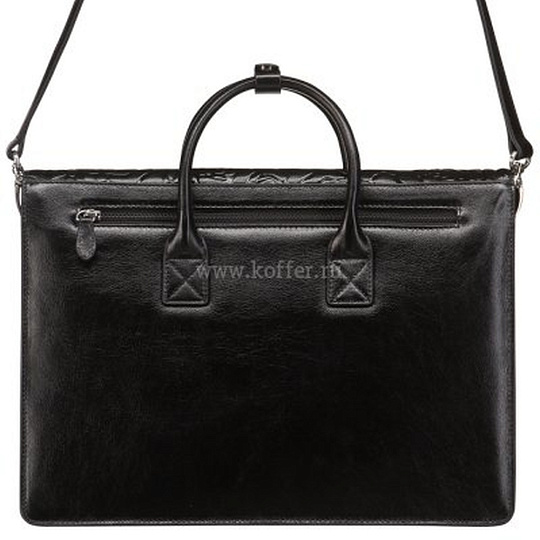 Женская черного цвета сумка для документов, склапаном на скрытых магнитах Dr.Koffer B402138-148-04
