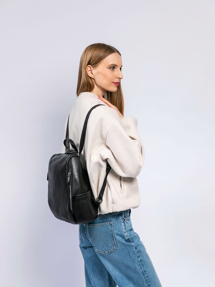 Сумка-рюкзак Dr. Koffer из натуральной кожи черная