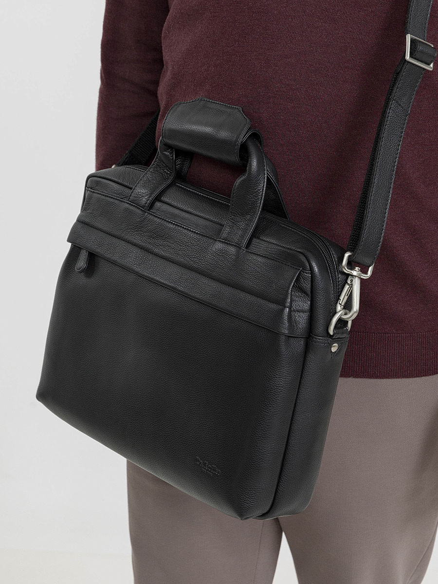 Деловая сумка Dr.Koffer из натуральной кожи черная
